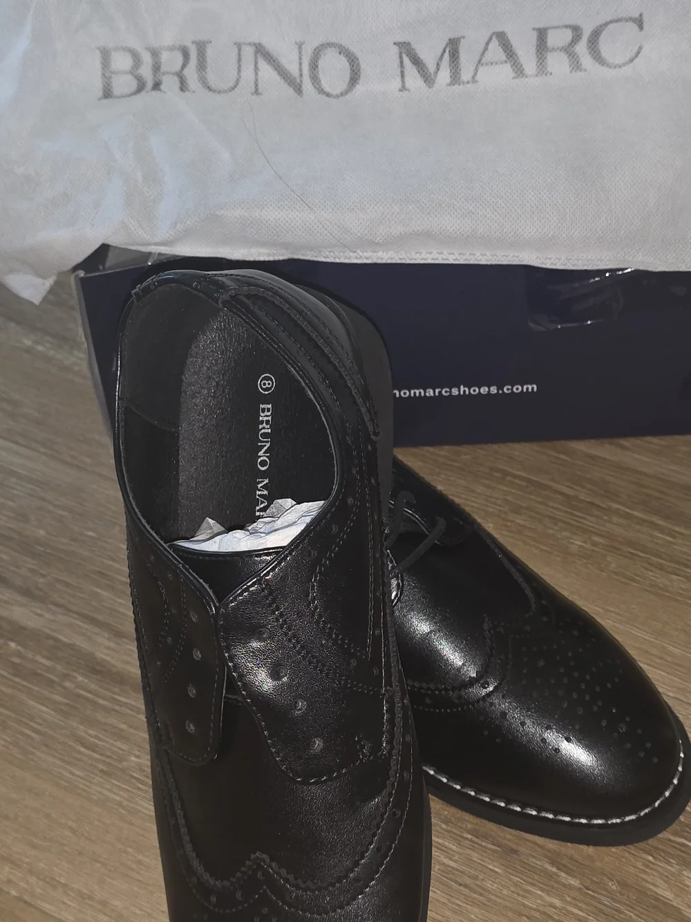 Bruno Marc Men’s Black Leather Brogue Derby Shoes